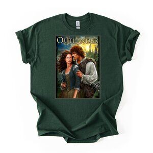 Outlander T-Shirt Jamie & Claire Fraser TV Show Gift Women's Dark Green Tee